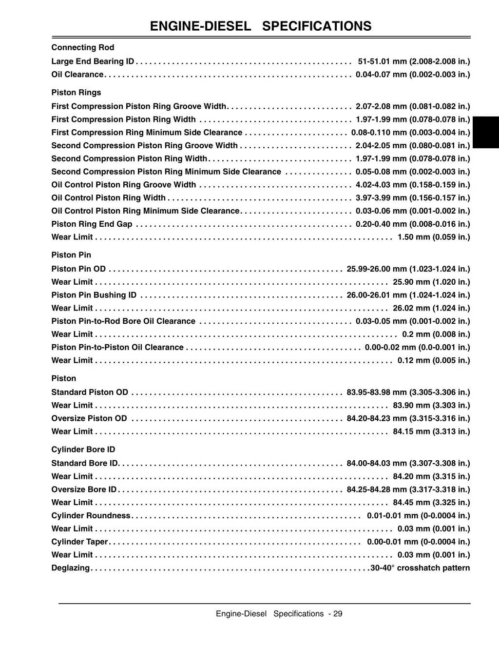 engine diesel specifications 2