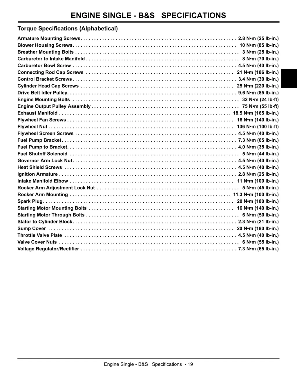 engine single b s specifications 2