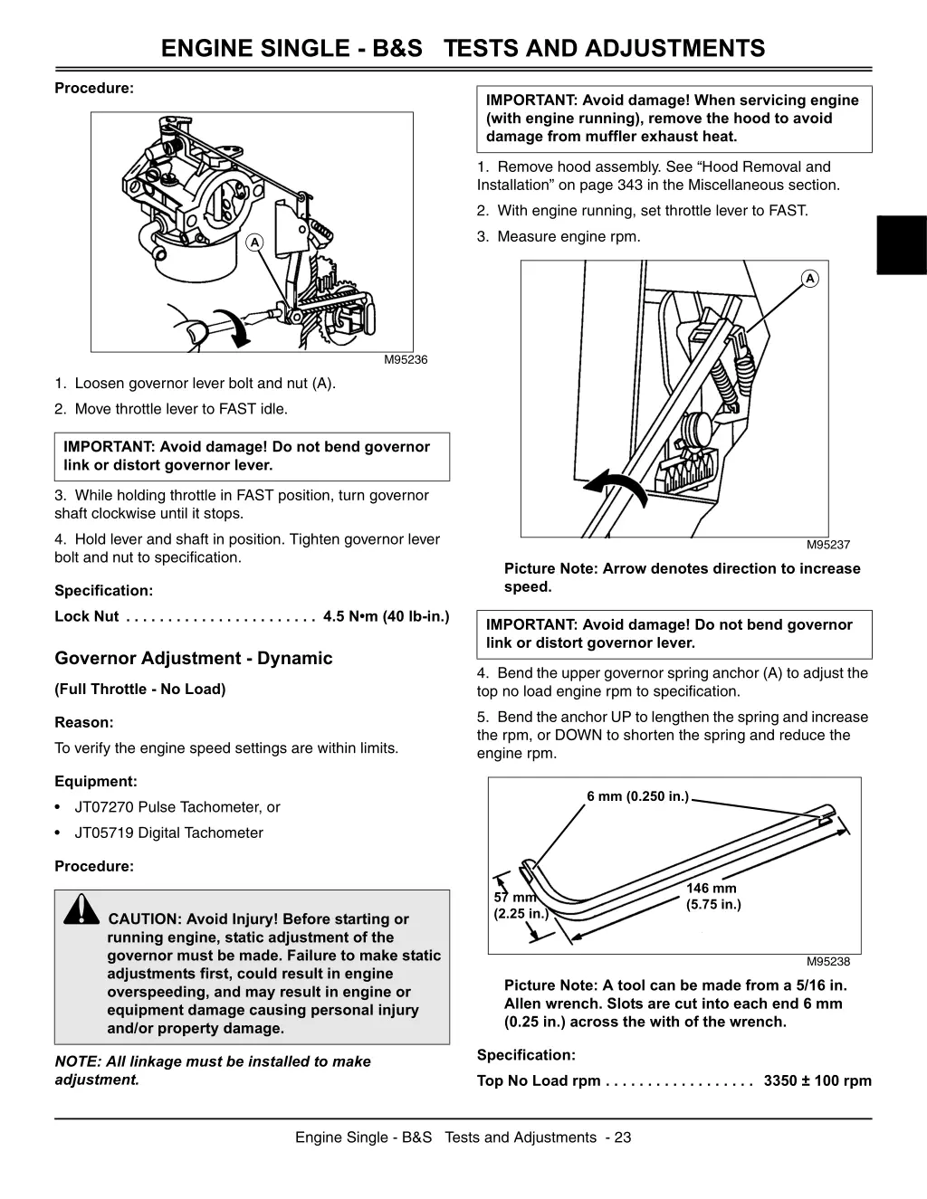 engine single b s tests and adjustments 1