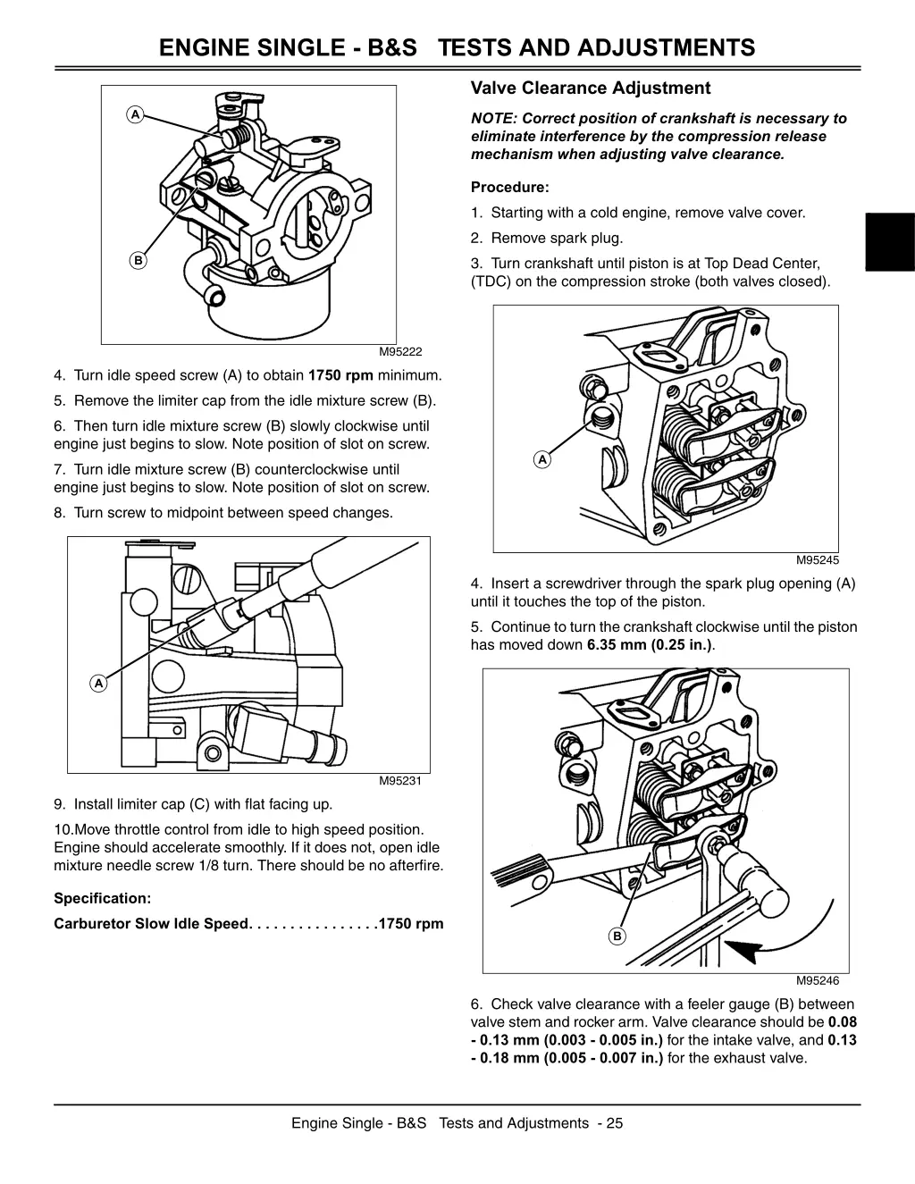 engine single b s tests and adjustments 3