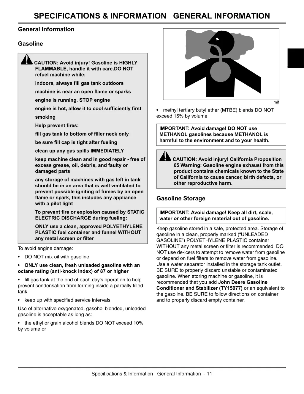 specifications information general information