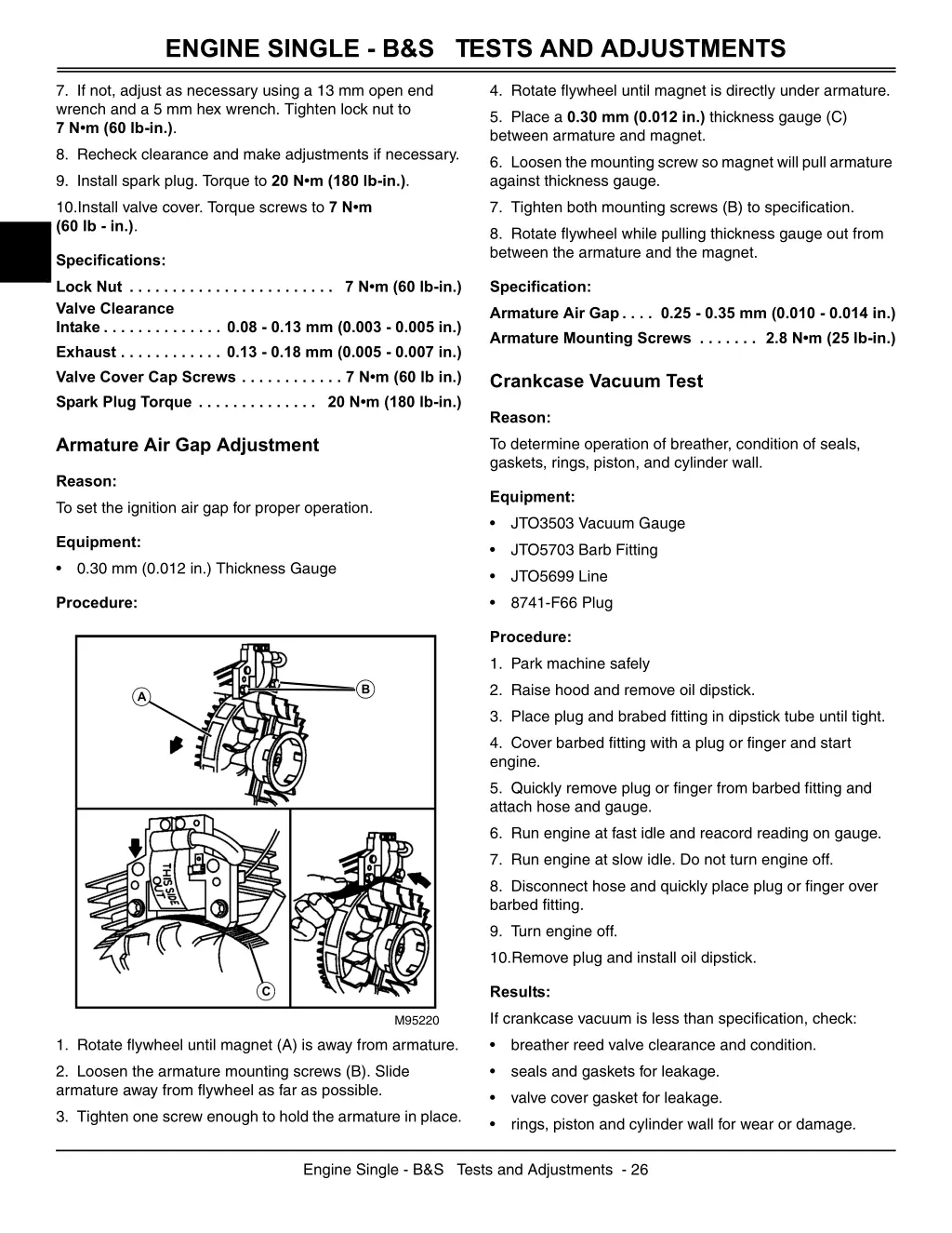 engine single b s tests and adjustments 4