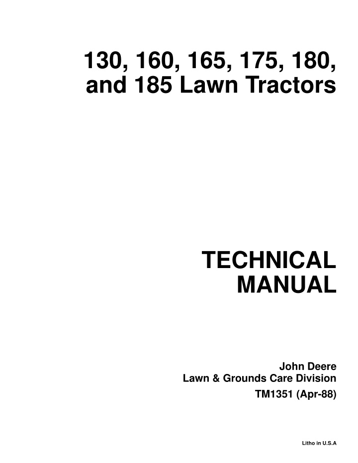 130 160 165 175 180 and 185 lawn tractors