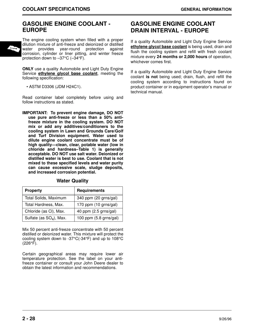 coolant specifications 1