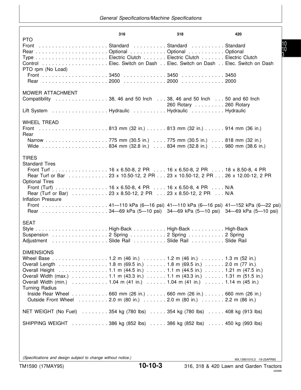 general specifications machine specifications 1