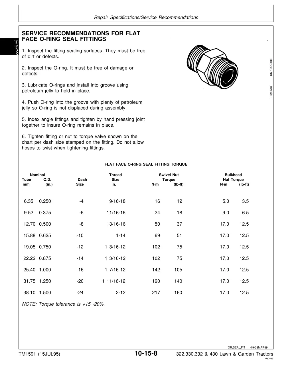 repair specifications service recommendations