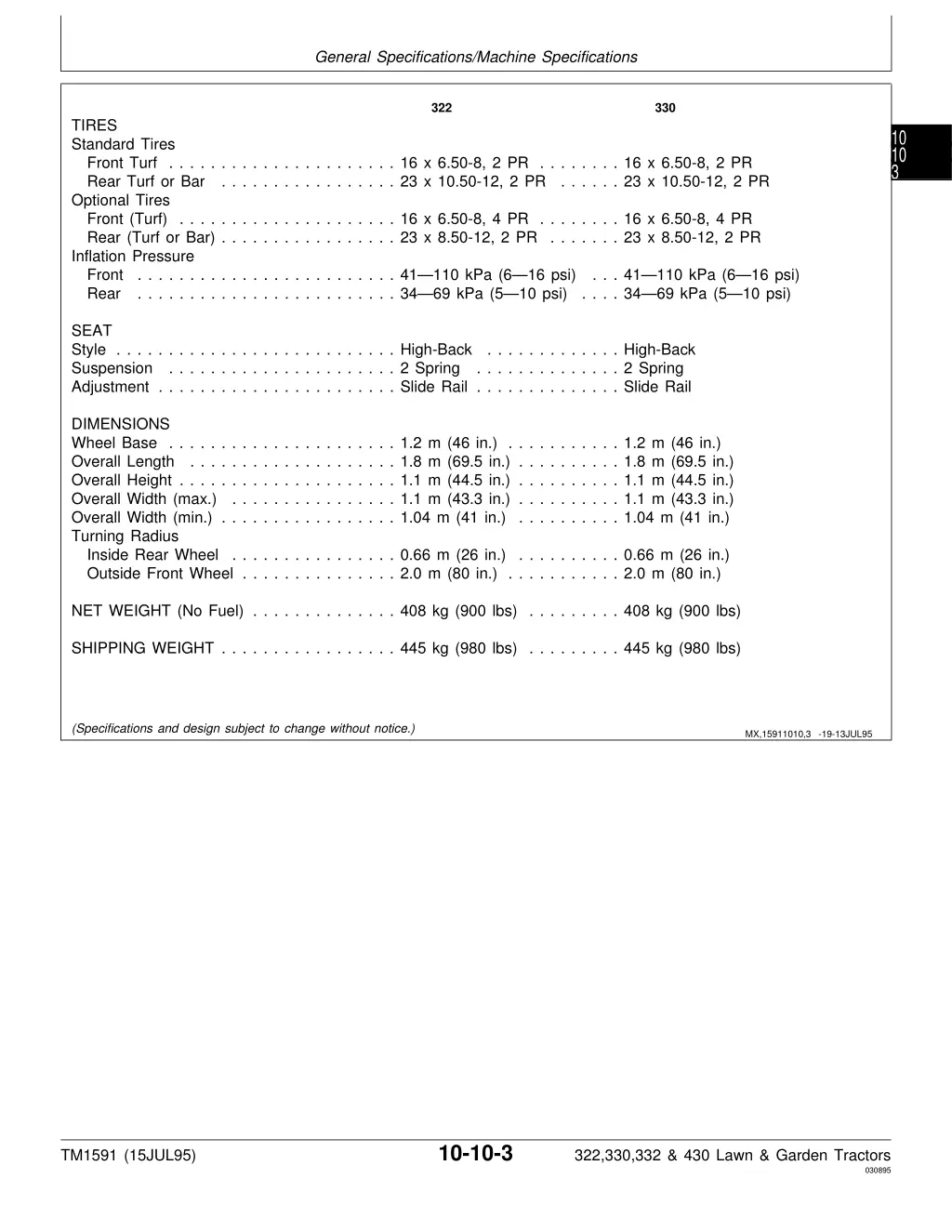 general specifications machine specifications 1