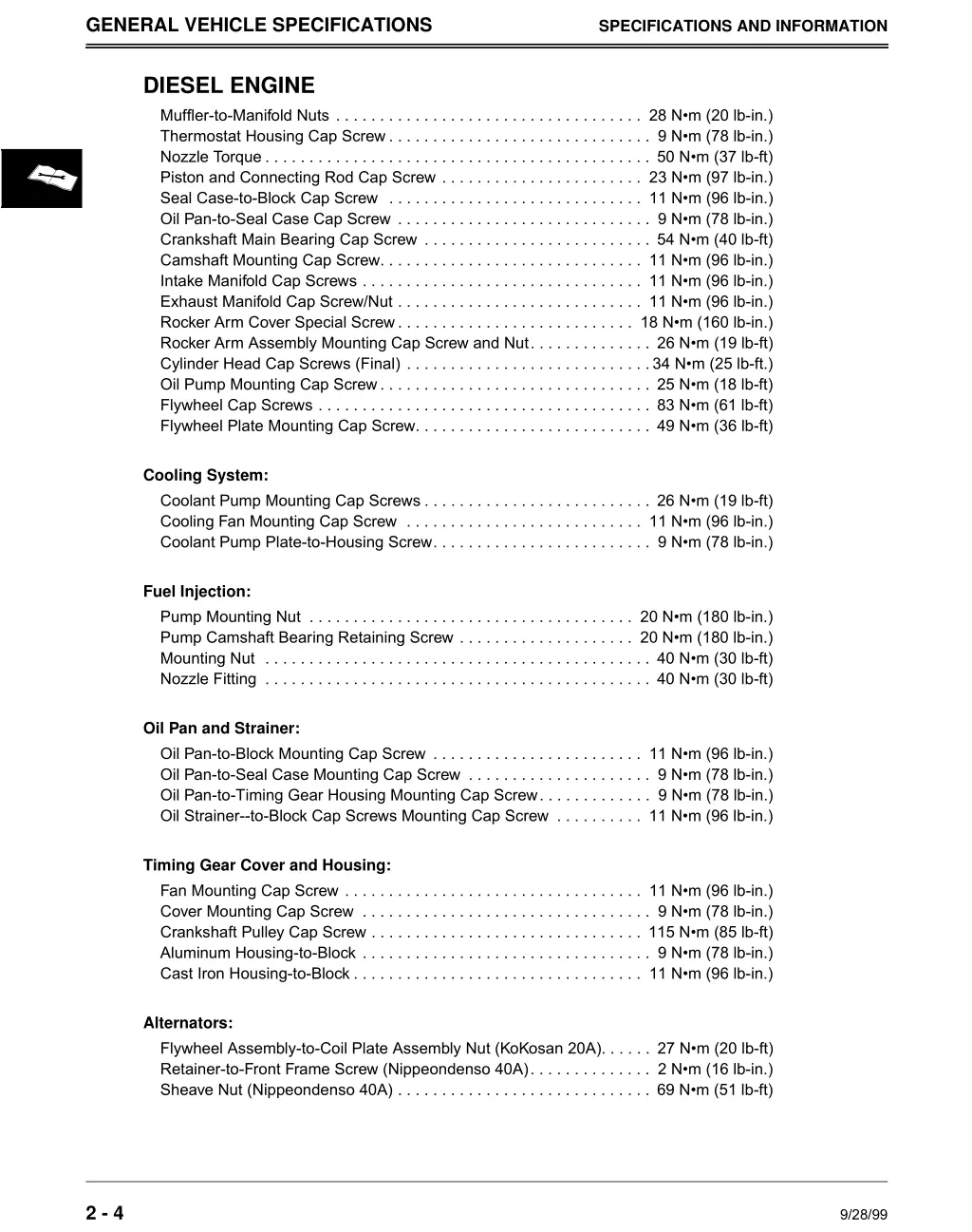 general vehicle specifications 1