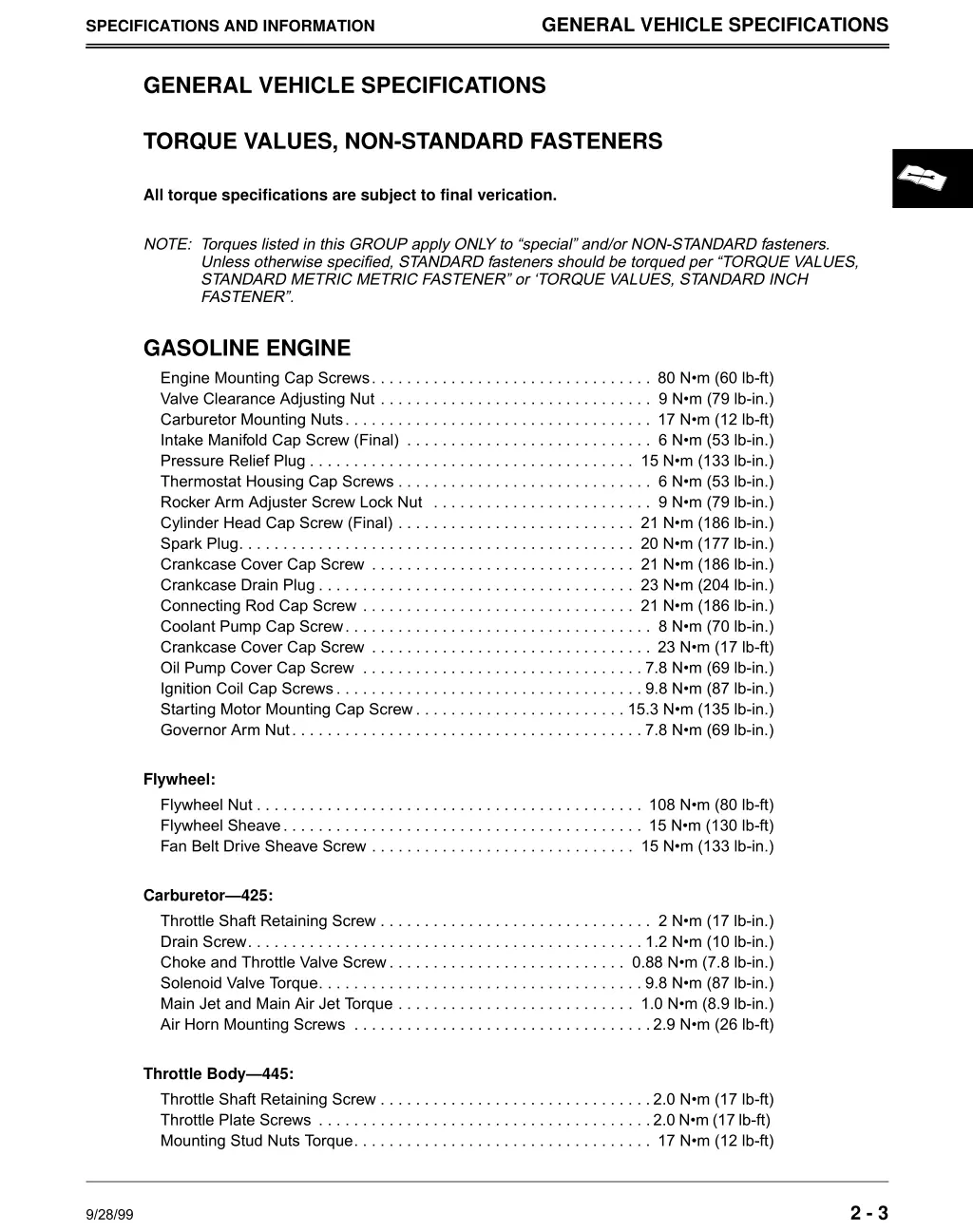 general vehicle specifications