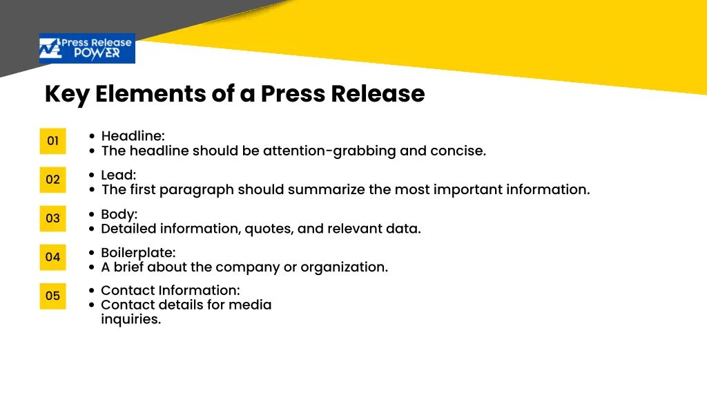 key elements of a press release