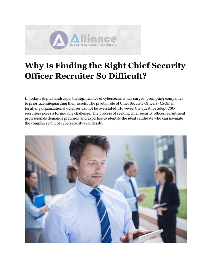 why is finding the right chief security officer