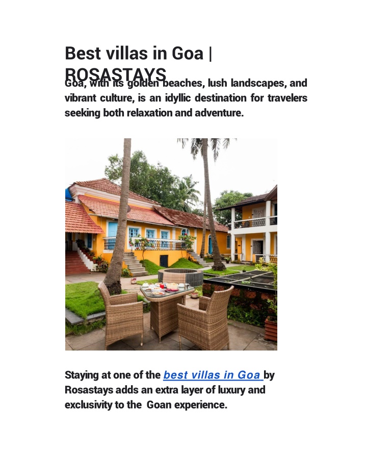 best villas in goa rosastays goa with its golden