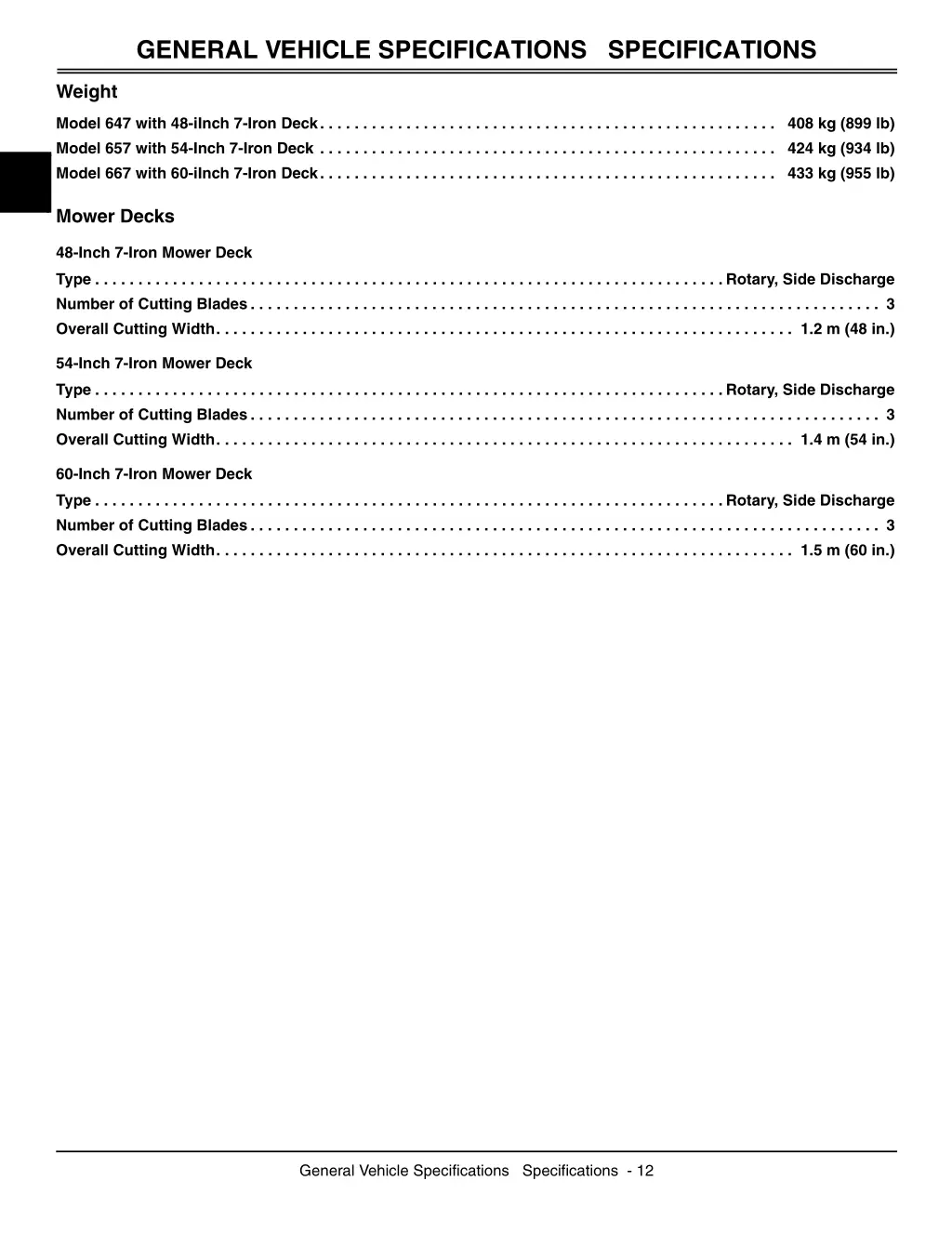 general vehicle specifications specifications 3