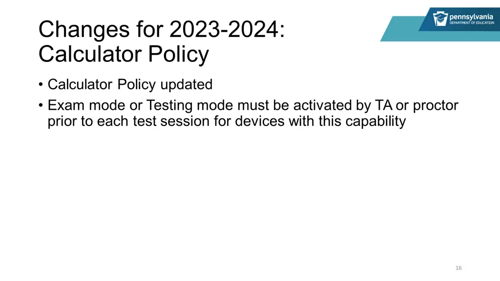 changes for 2023 2024 calculator policy