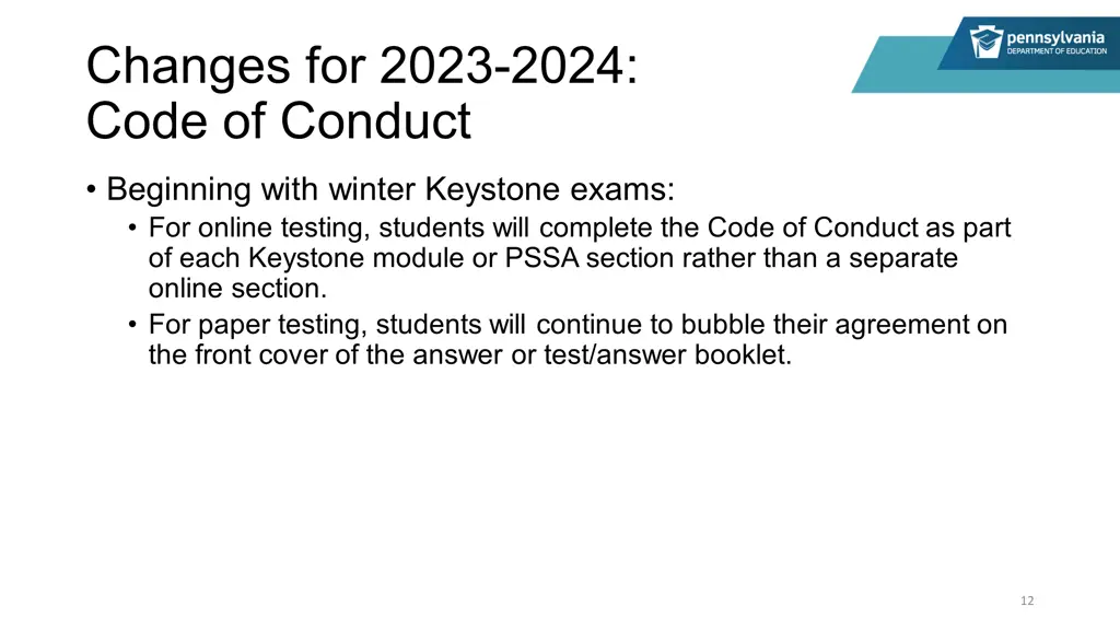 changes for 2023 2024 code of conduct