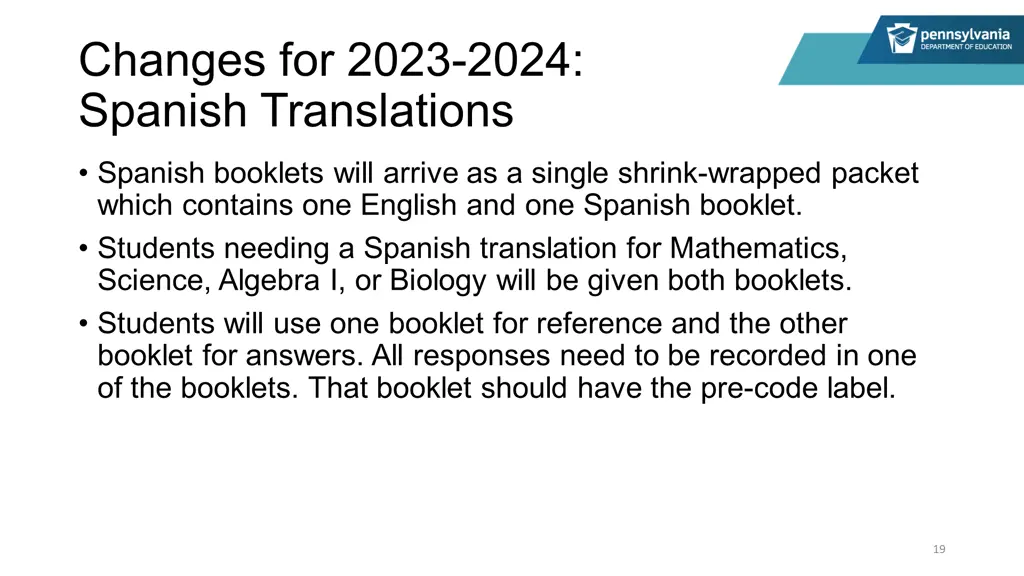 changes for 2023 2024 spanish translations