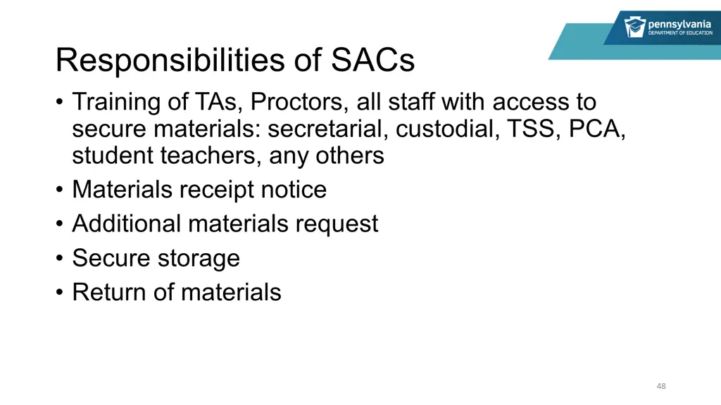 responsibilities of sacs training of tas proctors