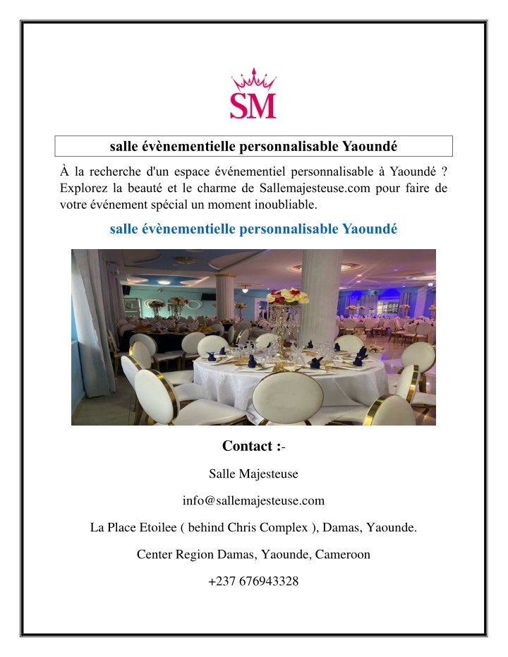 salle v nementielle personnalisable yaound