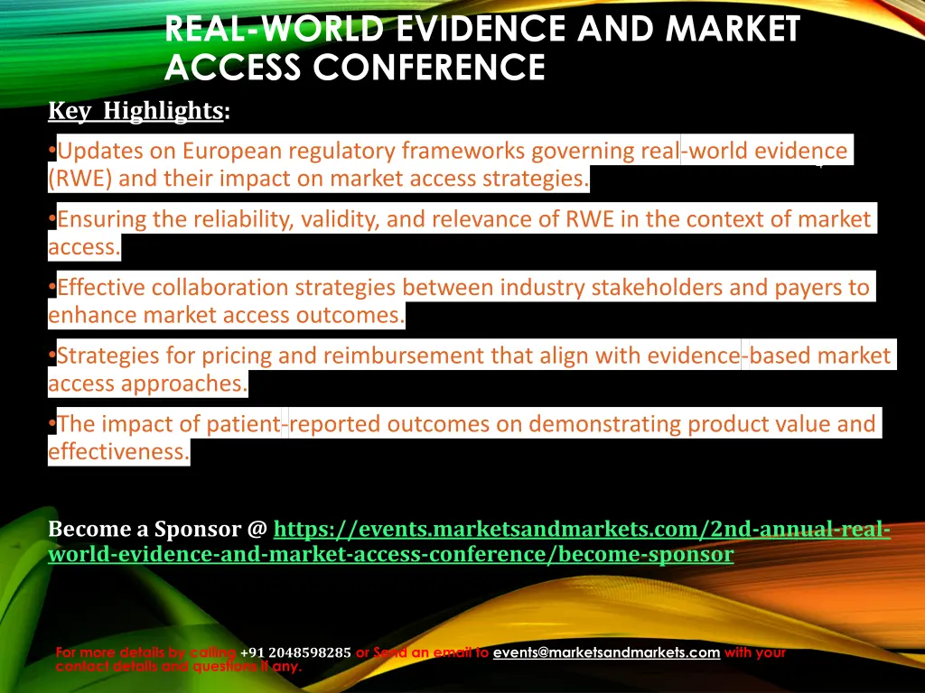 real world evidence and market access conference 2