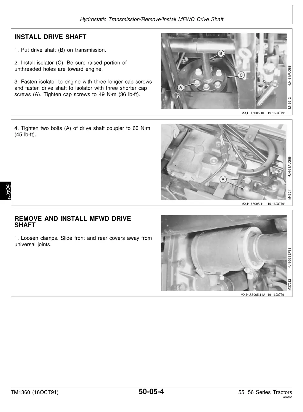 hydrostatic transmission remove install mfwd