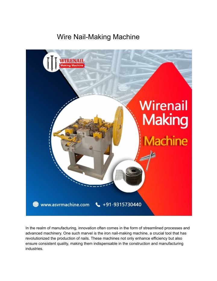 wire nail making machine