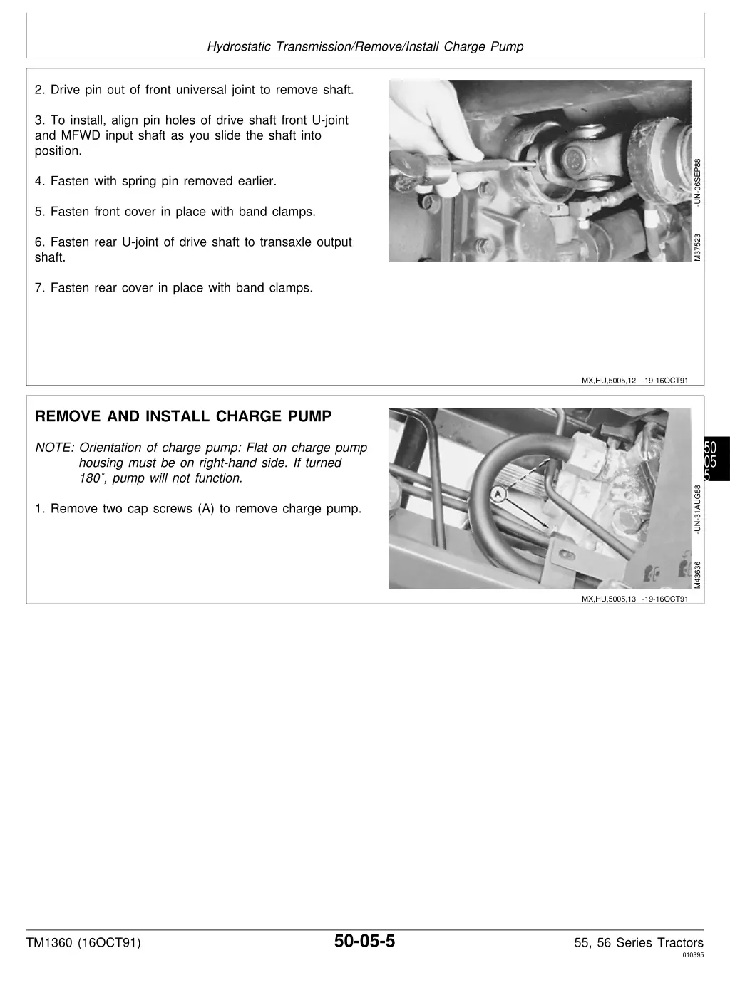 hydrostatic transmission remove install charge