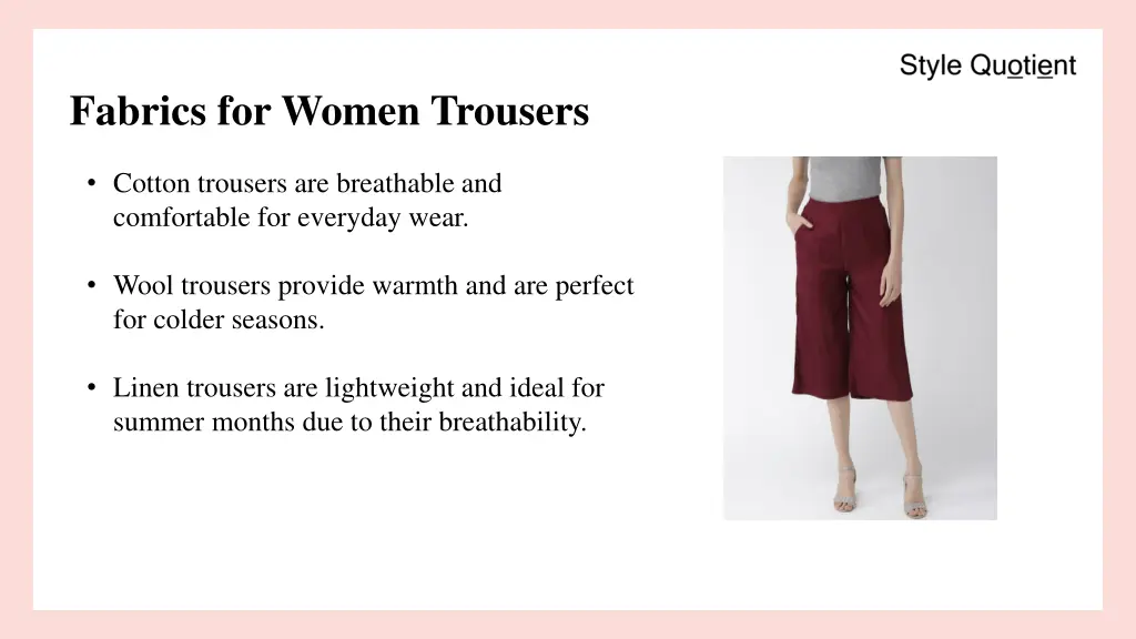 fabrics for women trousers