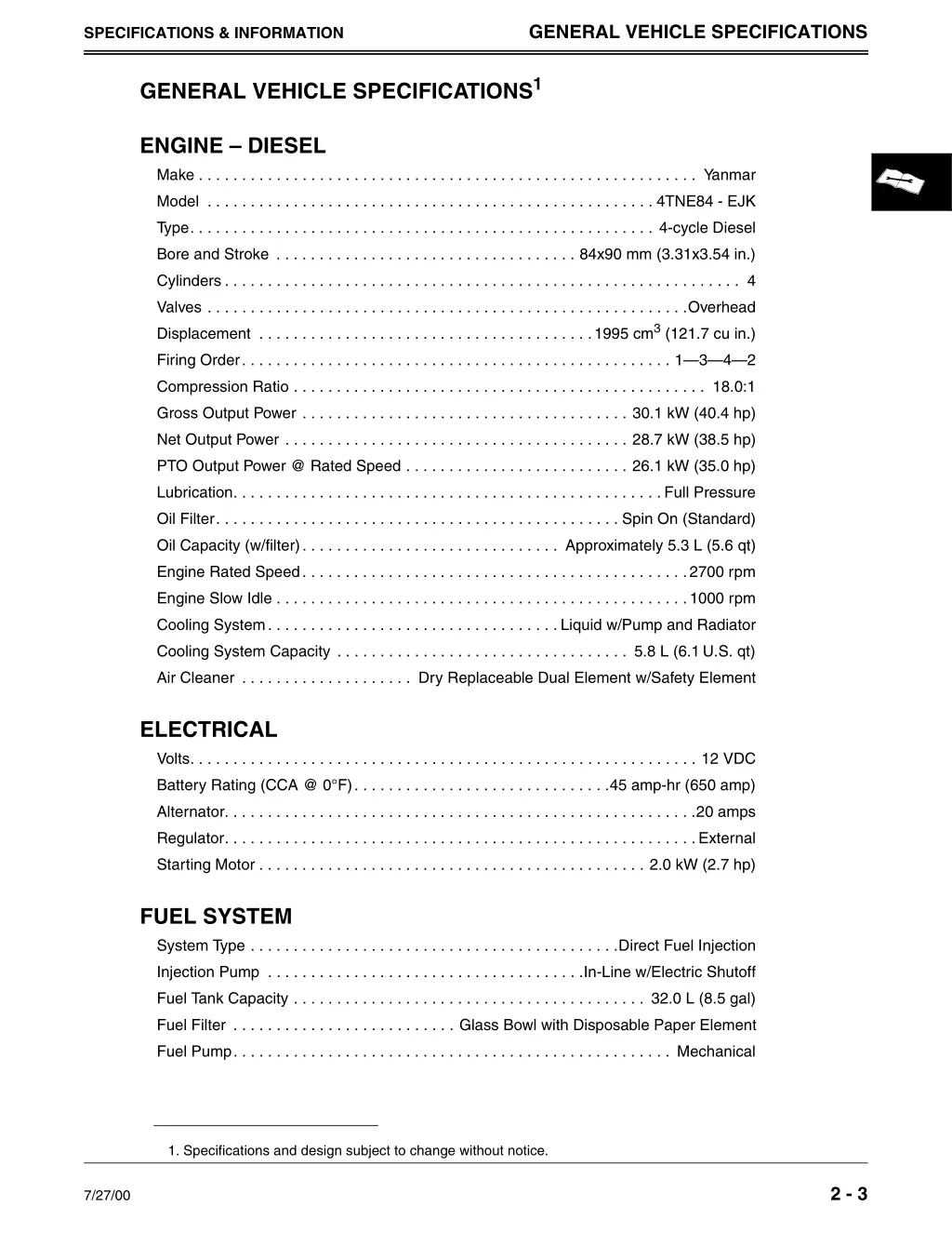 general vehicle specifications