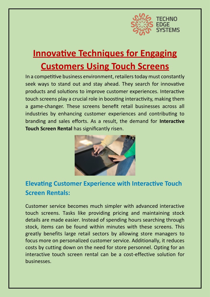 innovative techniques for engaging customers