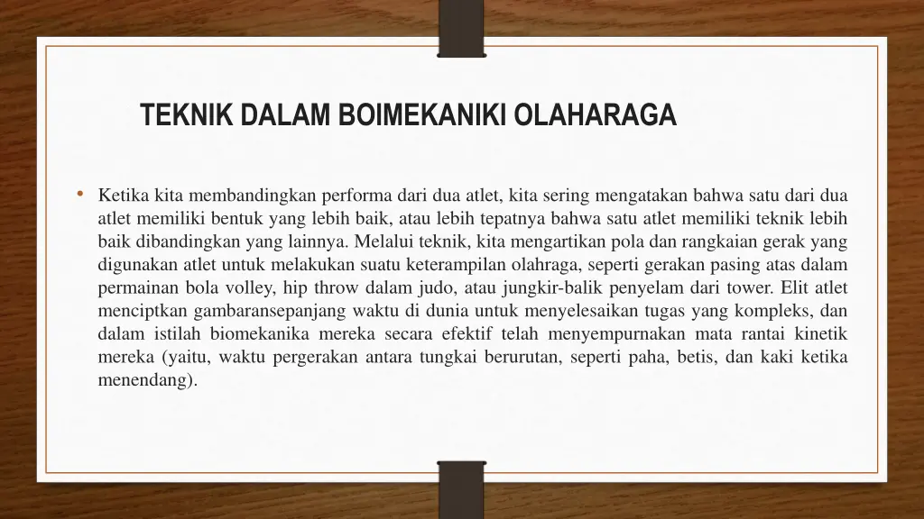 teknik dalam boimekaniki olaharaga