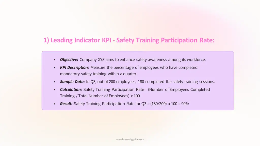 1 leading indicator kpi safety training