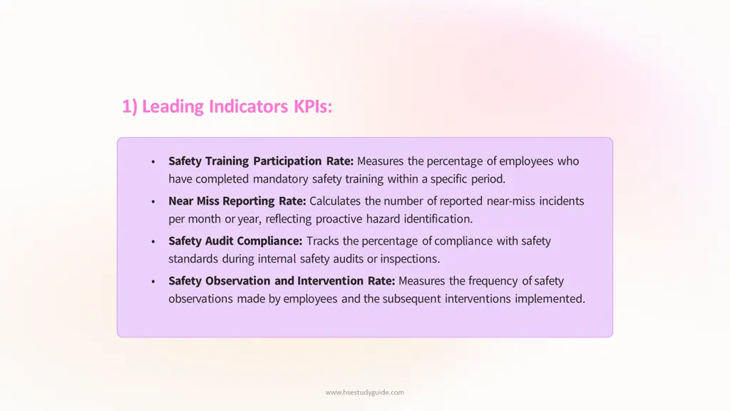 1 leading indicators kpis