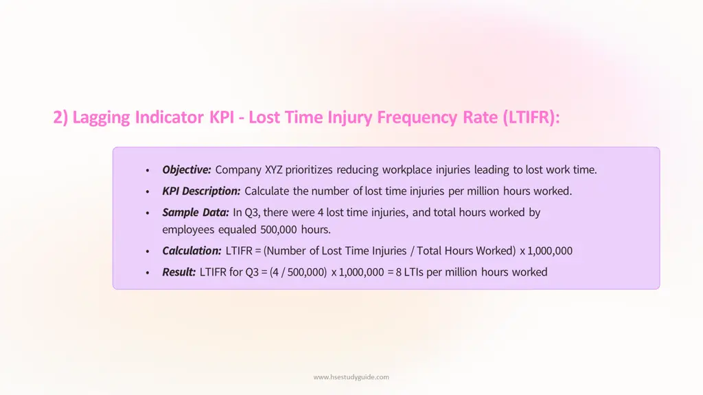 2 lagging indicator kpi lost time injury