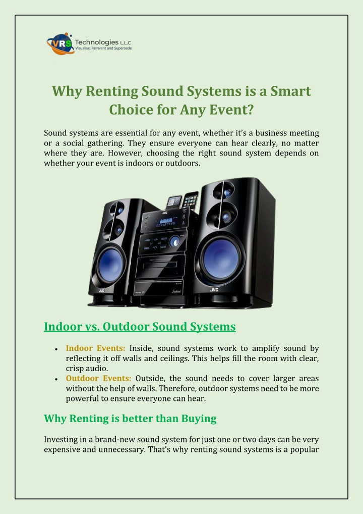 why renting sound systems is a smart choice