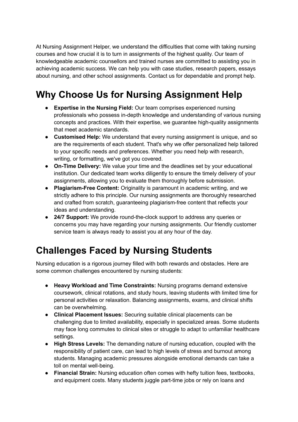 at nursing assignment helper we understand