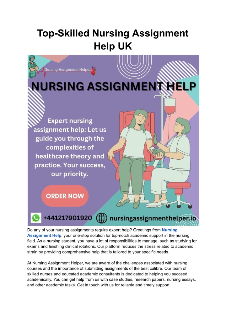 top skilled nursing assignment help uk