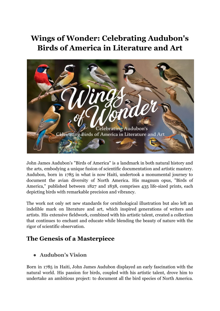 wings of wonder celebrating audubon s birds