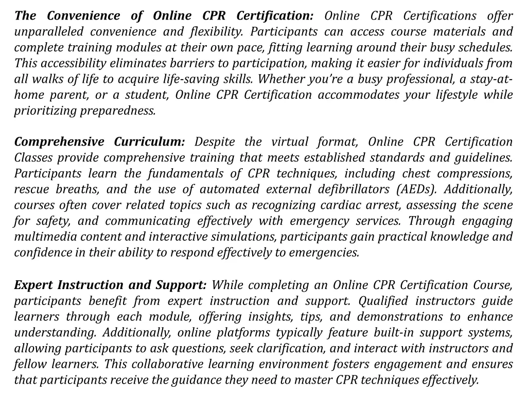 the convenience of online cpr certification