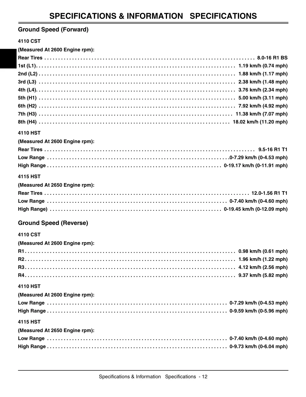 specifications information specifications 3