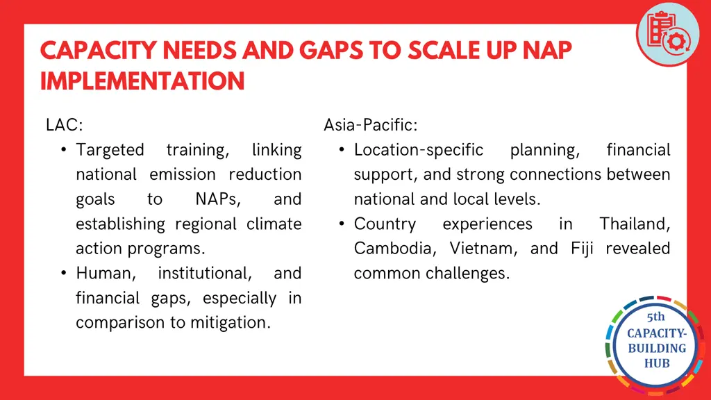 capacity needs and gaps to scale