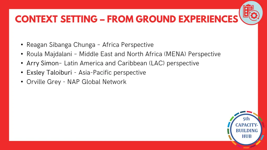 context setting from ground experiences