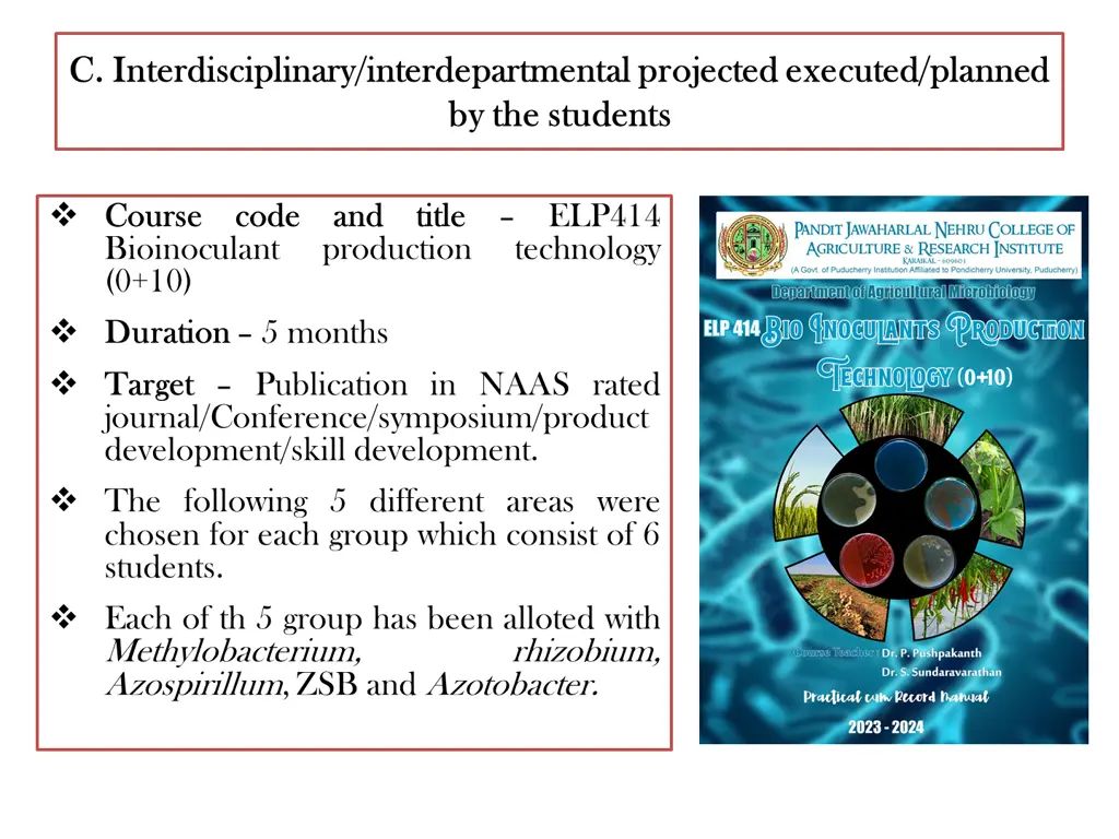 c interdisciplinary interdepartmental projected