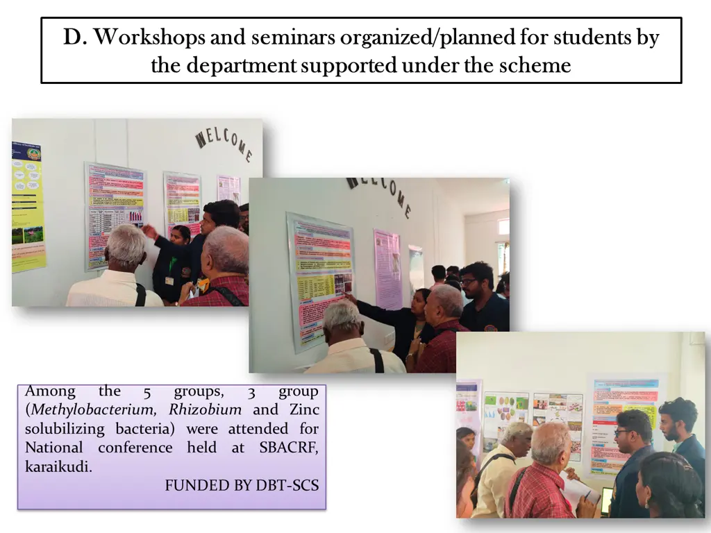 d workshops and seminars organized planned