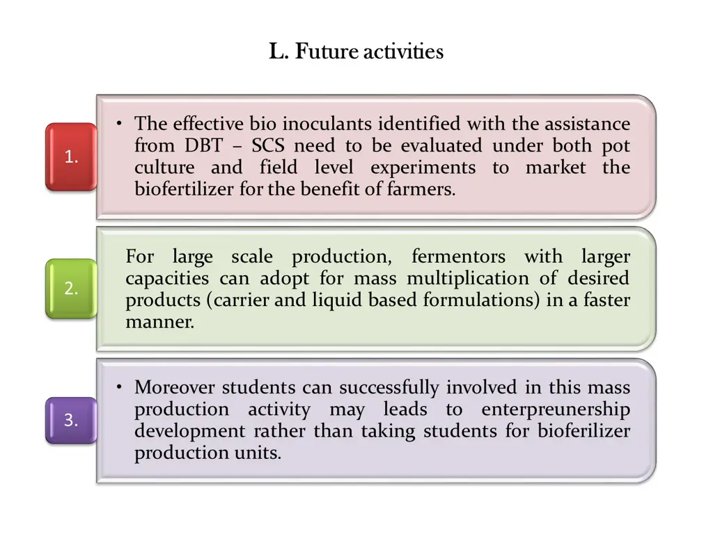 l future activities l future activities