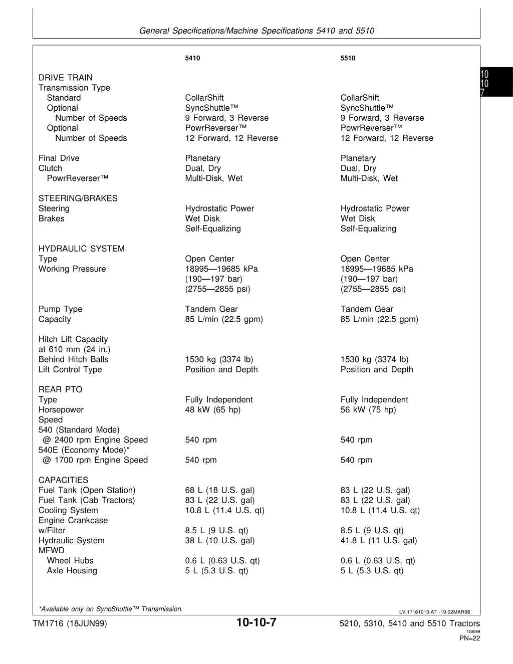 general specifications machine specifications 5