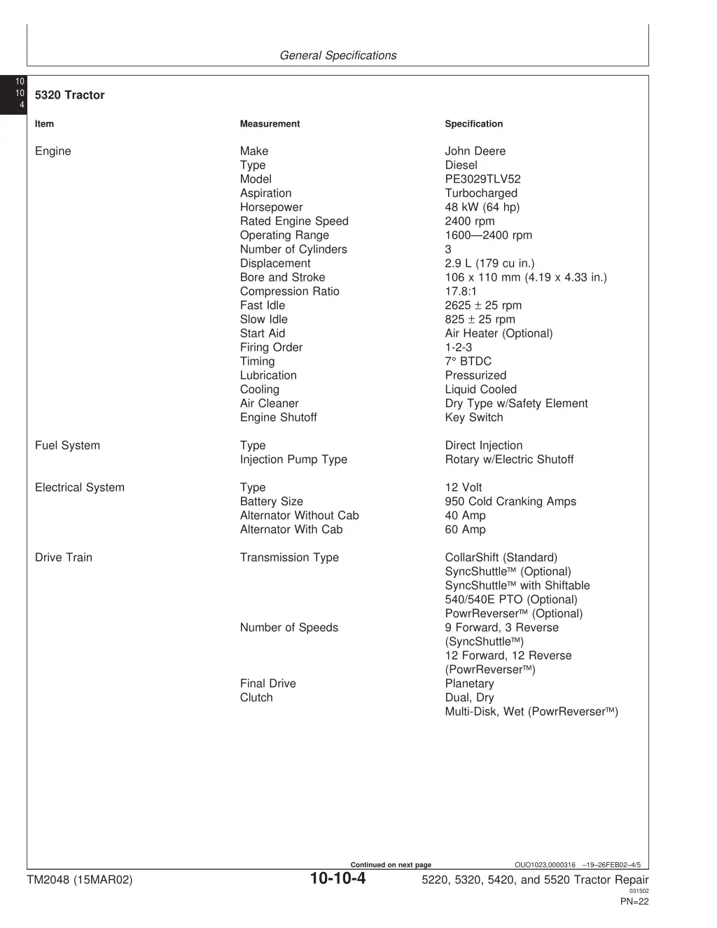 general specifications 2