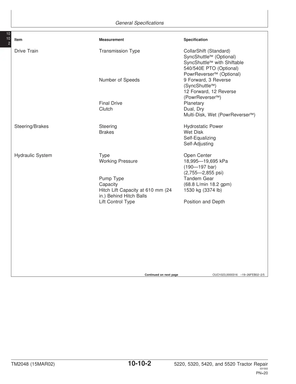 general specifications