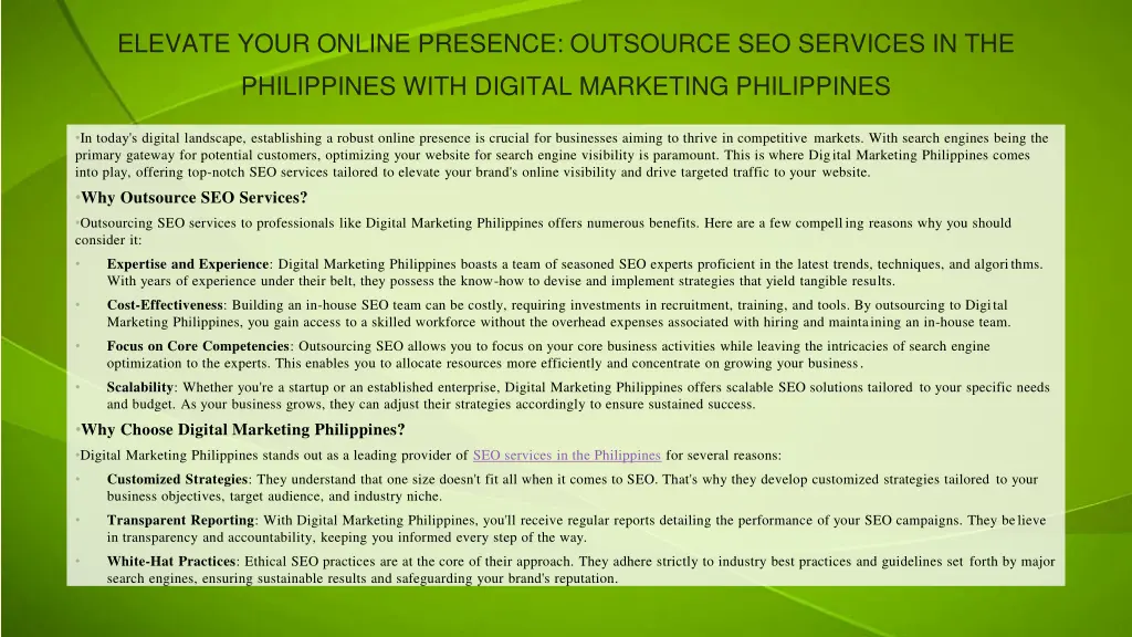 elevate your online presence outsource