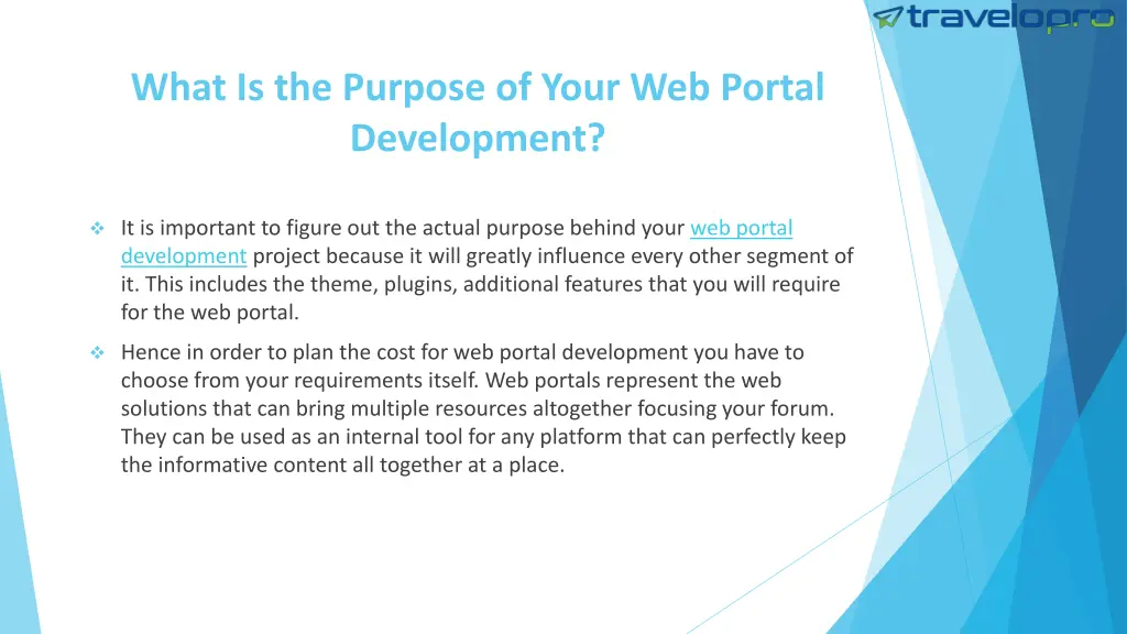 what is the purpose of your web portal development