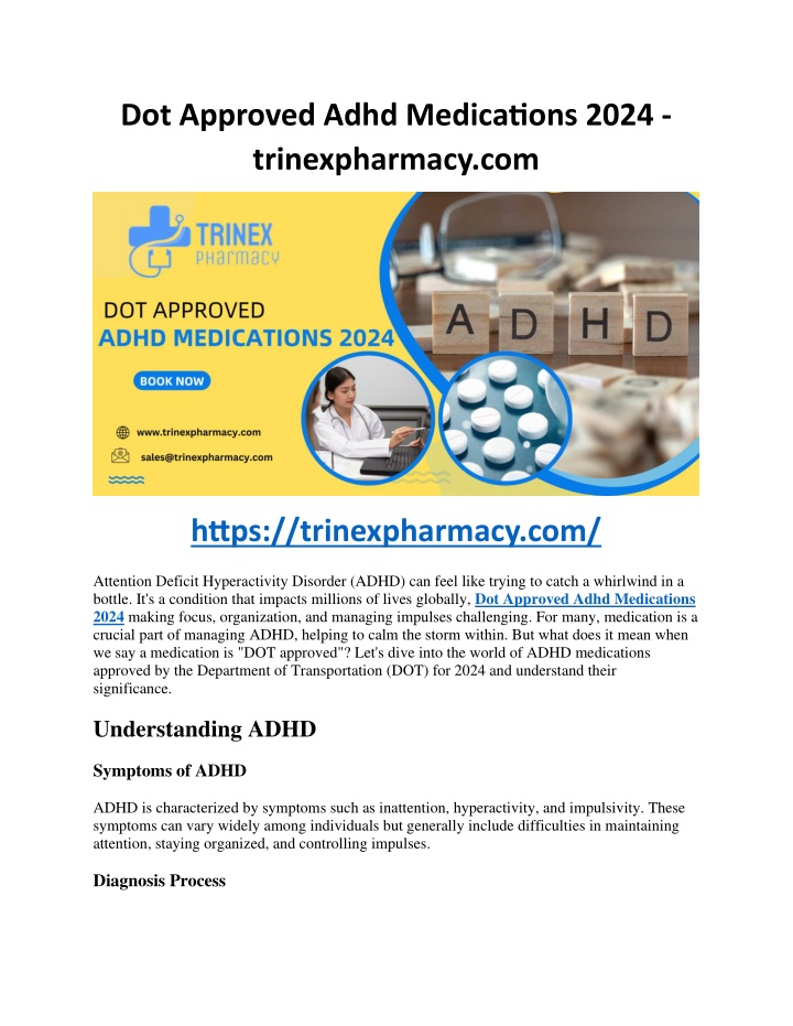 dot approved adhd medications 2024 trinexpharmacy